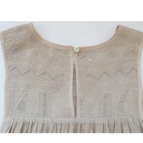 Aritzia Wilfred Allier Embroidered Swing Dress Blush Beige Modal+Silk Lined - Picture 2 of 7